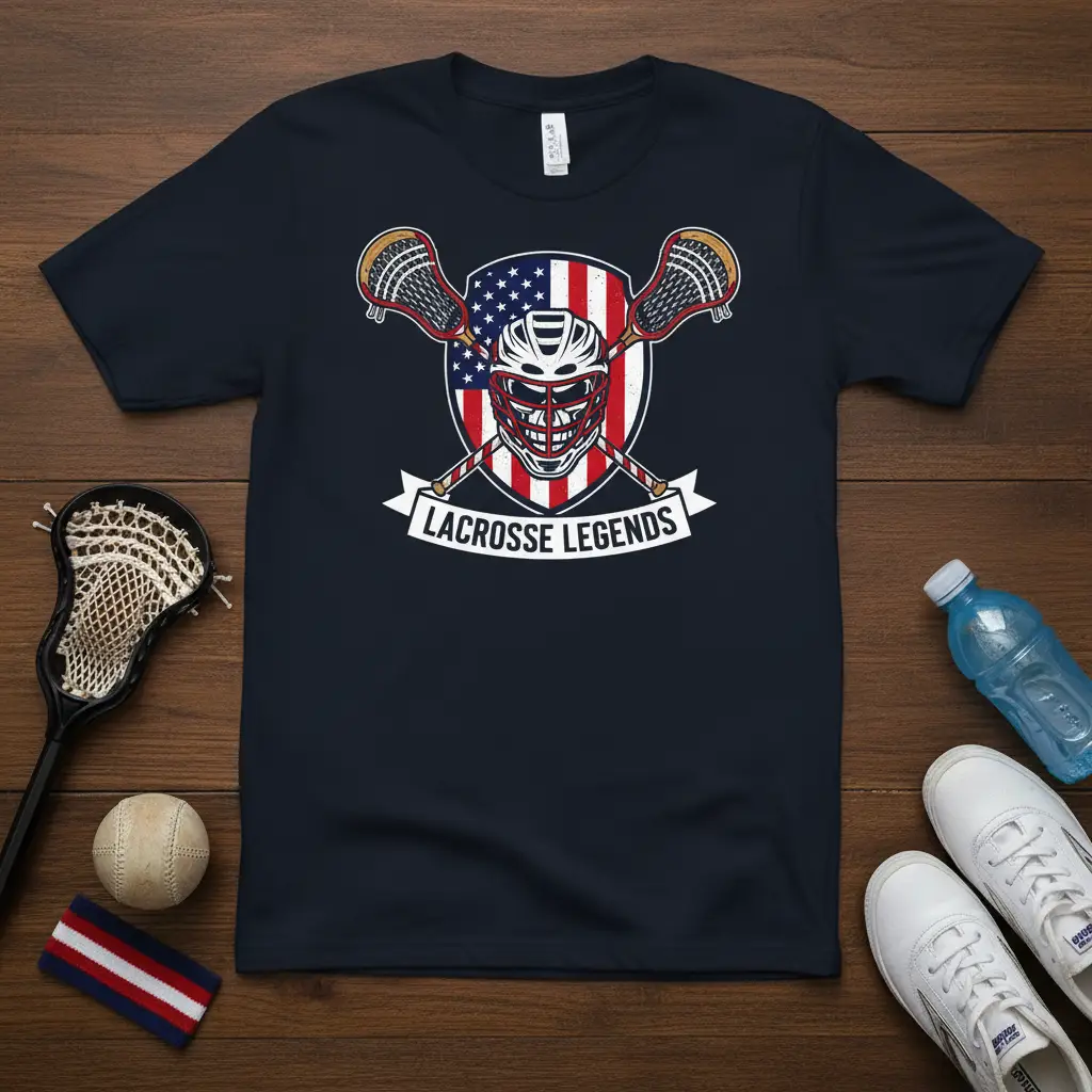 Lacrosse Legends American Flag T-Shirt Patriotic Sports Gift