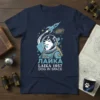 Husky dog astronaut design with "Laika 1957 Dog in Space" text and rocket, on a navy blue t-shirt