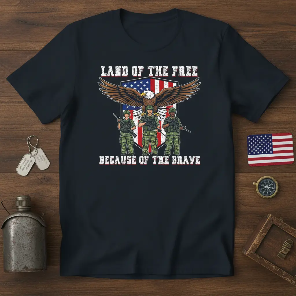 Land of the Free Because of the Brave Patriotic T-Shirt