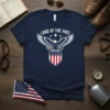 Land of the Free T-Shirt with American eagle and shield graphic, patriotic USA theme