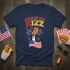 Land of the Rizz patriotic t-shirt with a hot dog rocket and American flag graphic