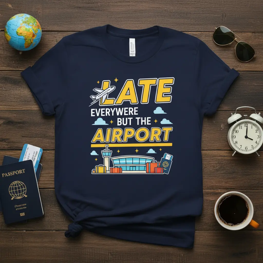 Late Everywhere but the Airport Funny Travel Tee