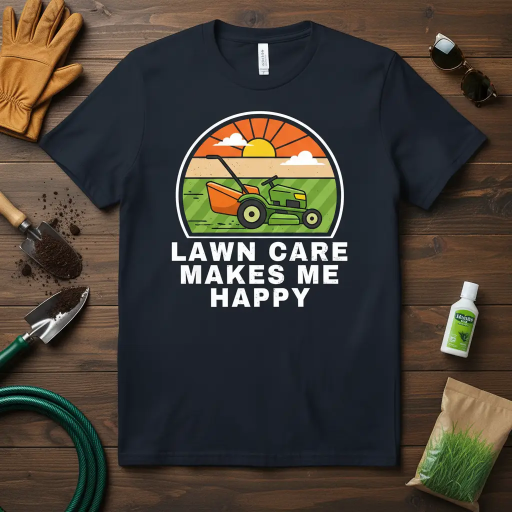 Lawn Care Makes Me Happy T-Shirt Gardening Gift Idea