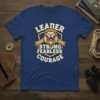 Leader Strong Fearless Courage t-shirt design with a lion's head and bold text