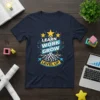 LEARN WORK GROW LEVEL UP motivational t-shirt with tree root graphic and stars