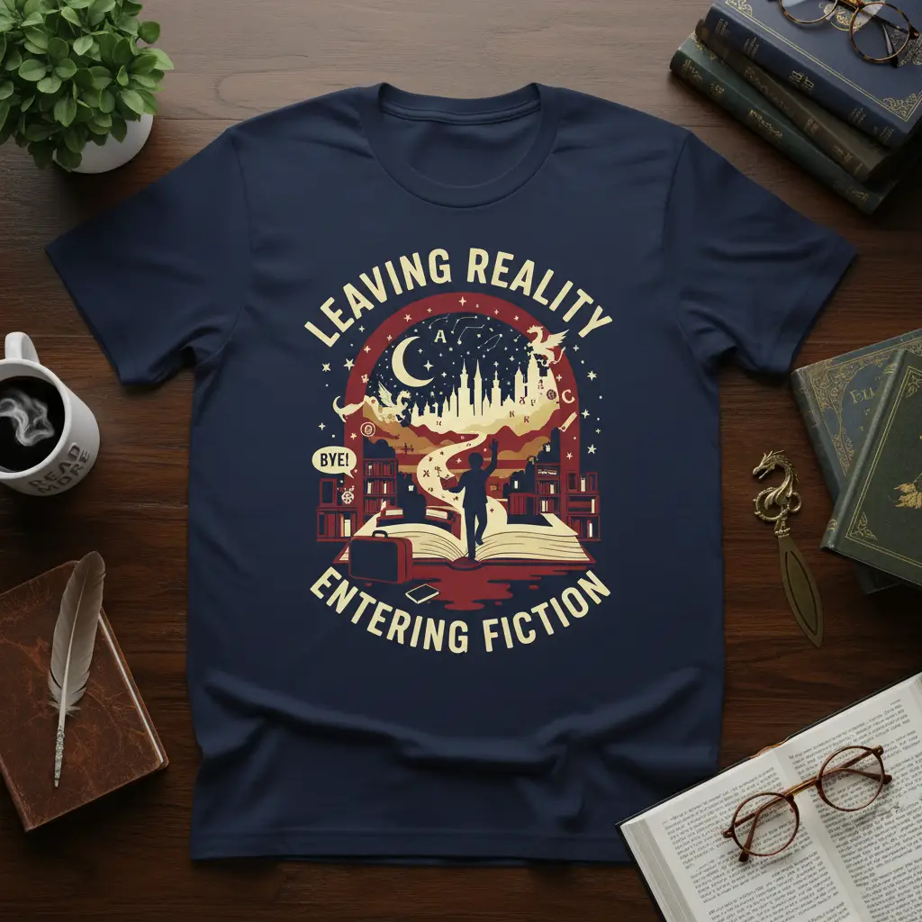 Leaving Reality Entering Fiction Book Lover T-Shirt