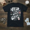 Left Lane Is For Crime t-shirt design with bold white text and traffic-themed graphics like police cars and cones