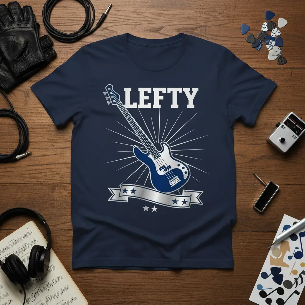 Lefty Bass Guitar T-Shirt for Left Handed Musicians