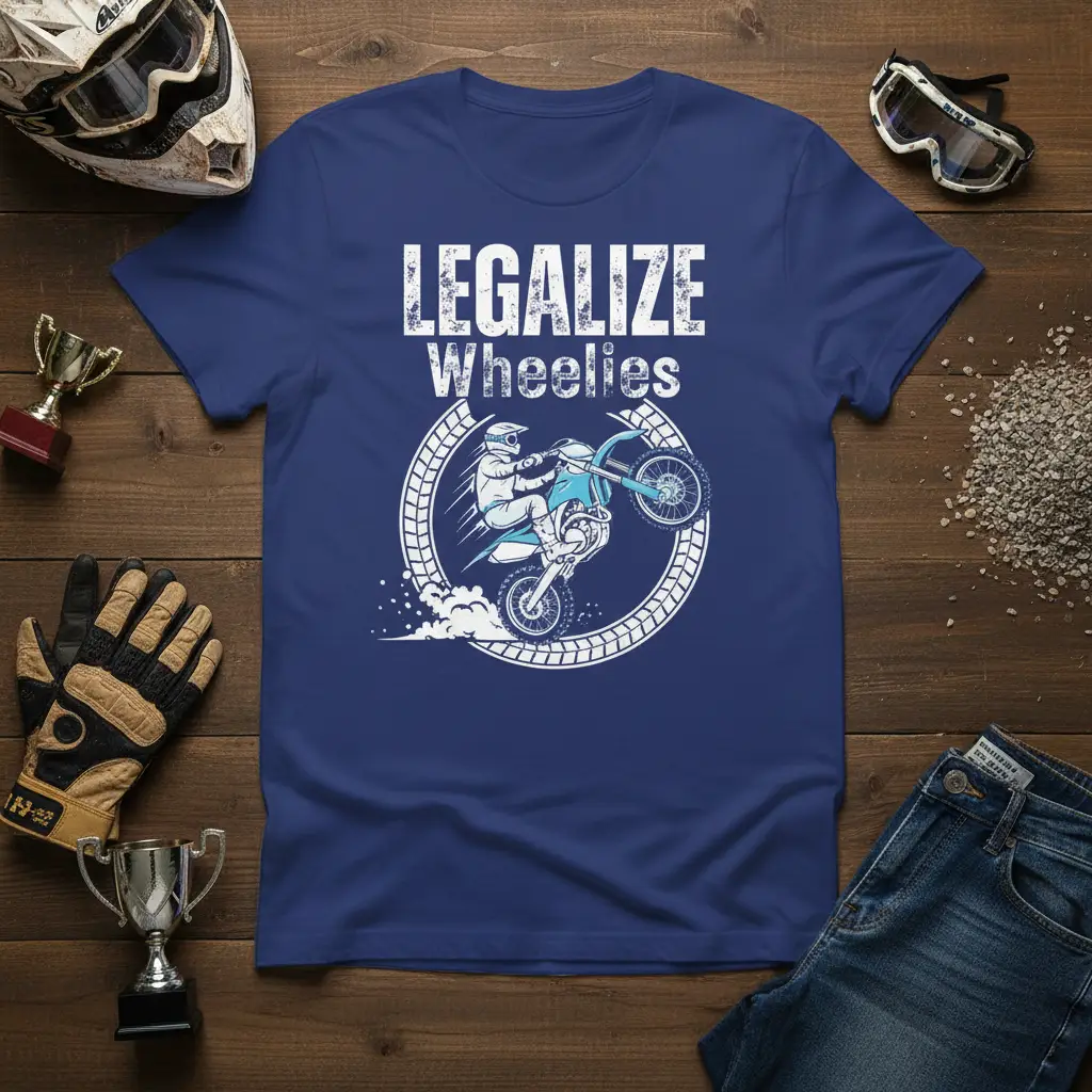 Legalize Wheelies Dirt Bike T-Shirt for Motocross Lovers