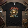 Legend Since April 1971 t-shirt with a vintage lion graphic and distressed typography