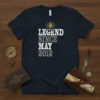 Navy t-shirt with "LEGEND SINCE MAY 2012" in distressed white and grey text, featuring an EST. MAY 2012 emblem with