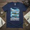 Legendary World War II Fighters t-shirt design featuring four iconic warplanes stacked vertically