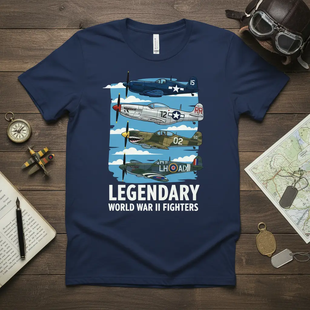 Legendary World War Ii Fighters T-Shirt Aviation Gift