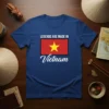 Legends Are Made In Vietnam T-Shirt with red and yellow Vietnamese flag design and script text