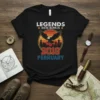 Legends Were Born In February 2010 t-shirt with vintage eagle graphic and city skyline, ideal for birthday celebrations