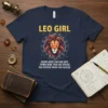 LEO GIRL KNOWS MORE text design featuring creative typography on quality t-shirt