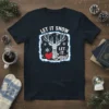 Let It Snow Deer Christmas T-Shirt with festive snowflakes and red heart graphic