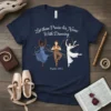 Christian t-shirt with "Let them Praise his Name With Dancing Psalm 149:3" text and three diverse dancers in motion