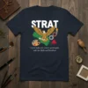 STRAT t-shirt with eagle, map, art palette, gears, and torch, featuring the quote "Let us make our country great again