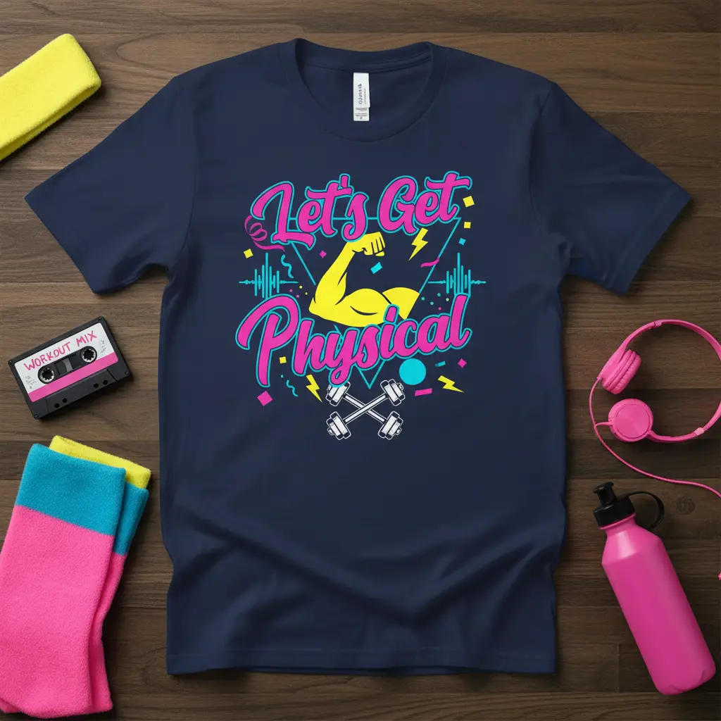 Let’s Get Physical Retro Workout T-Shirt Fun Gym Gift