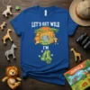 Let's Get Wild I'm 4 birthday t-shirt with jungle animals and paw prints