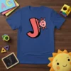Letter J Axolotl creative graphic design printed on comfortable cotton t-shirt