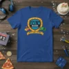 Level 14 Unlocked Press Start To Party T-Shirt with video game controllers and shield graphic, celebrating a 14th birthday