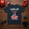 Level Up Ninja Master In Training Year Three t-shirt design featuring a cartoon ninja character with swords and the number