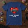 Level Up Your Heart Game On t-shirt with pixel heart and game controller graphic