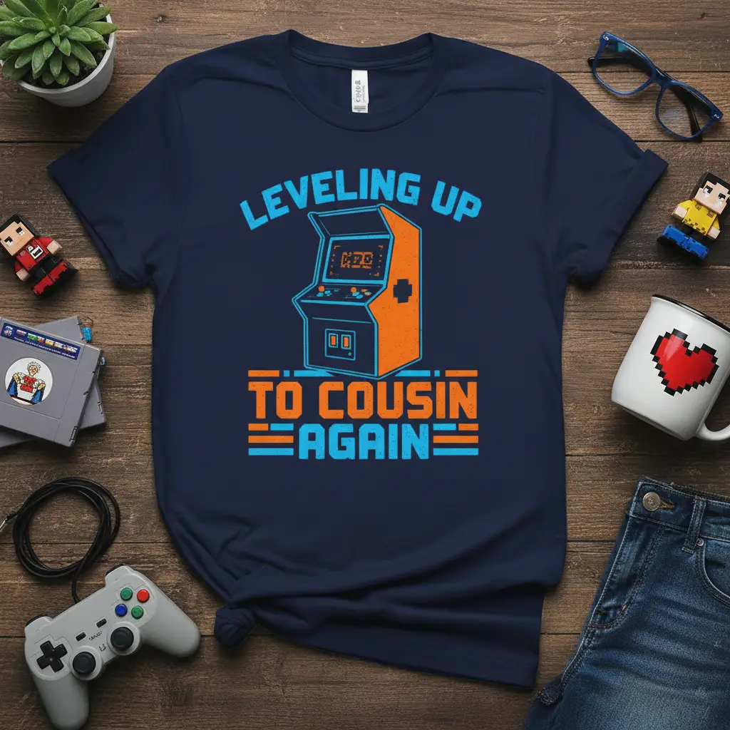 Leveling Up to Cousin Again Gamer T-Shirt Announcement Gift