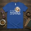 Life Is Better With Dogs T-Shirt featuring a circle of various dog breeds with white text and paw prints