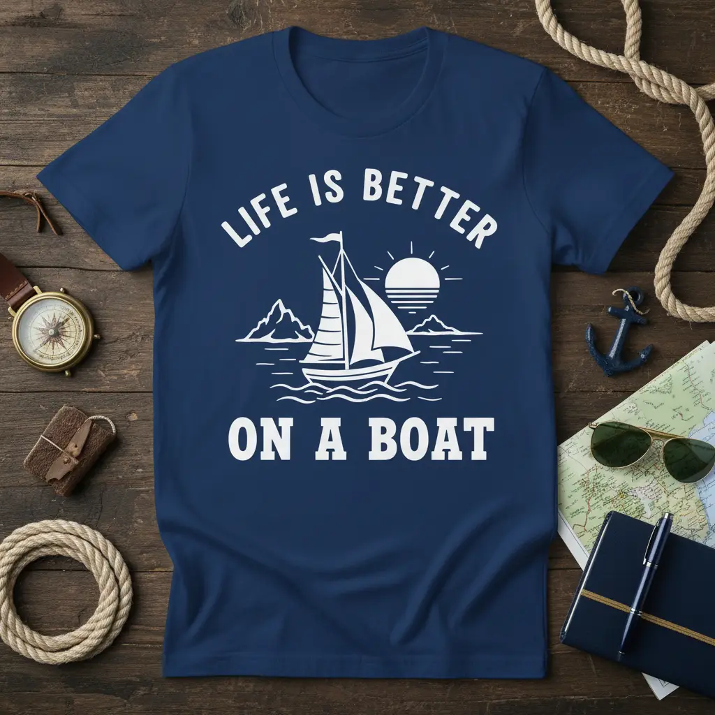 Life Is Better on a Boat Sailing T-Shirt Summer Gift