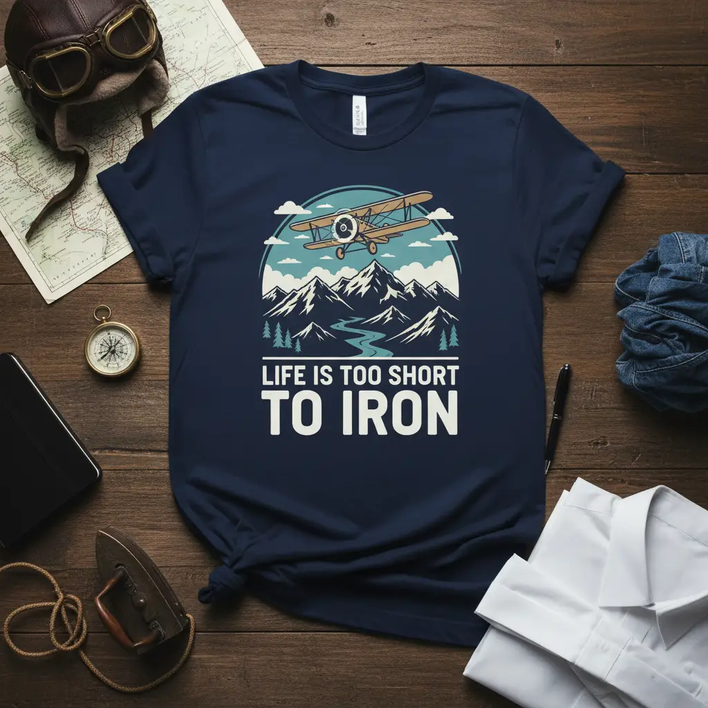 Life Is Too Short to Iron Aviation T-Shirt Adventure Gift