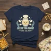 Life Is Too Short To Skip The Mayo t-shirt with a cute cartoon jar of mayonnaise wearing a chef hat