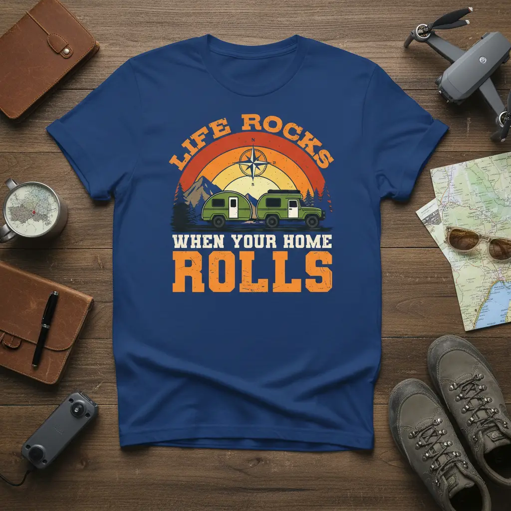 Life Rocks When Your Home Rolls Campervan T-Shirt