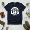Life Tree Design T-Shirt with bold white text and a symbolic tree of life graphic, featuring roots and handprints