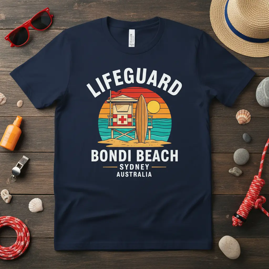 LIFEGUARD BONDI BEACH SYDNEY AUSTRALIA trendy design printed on premium quality fabric with eye-catching details