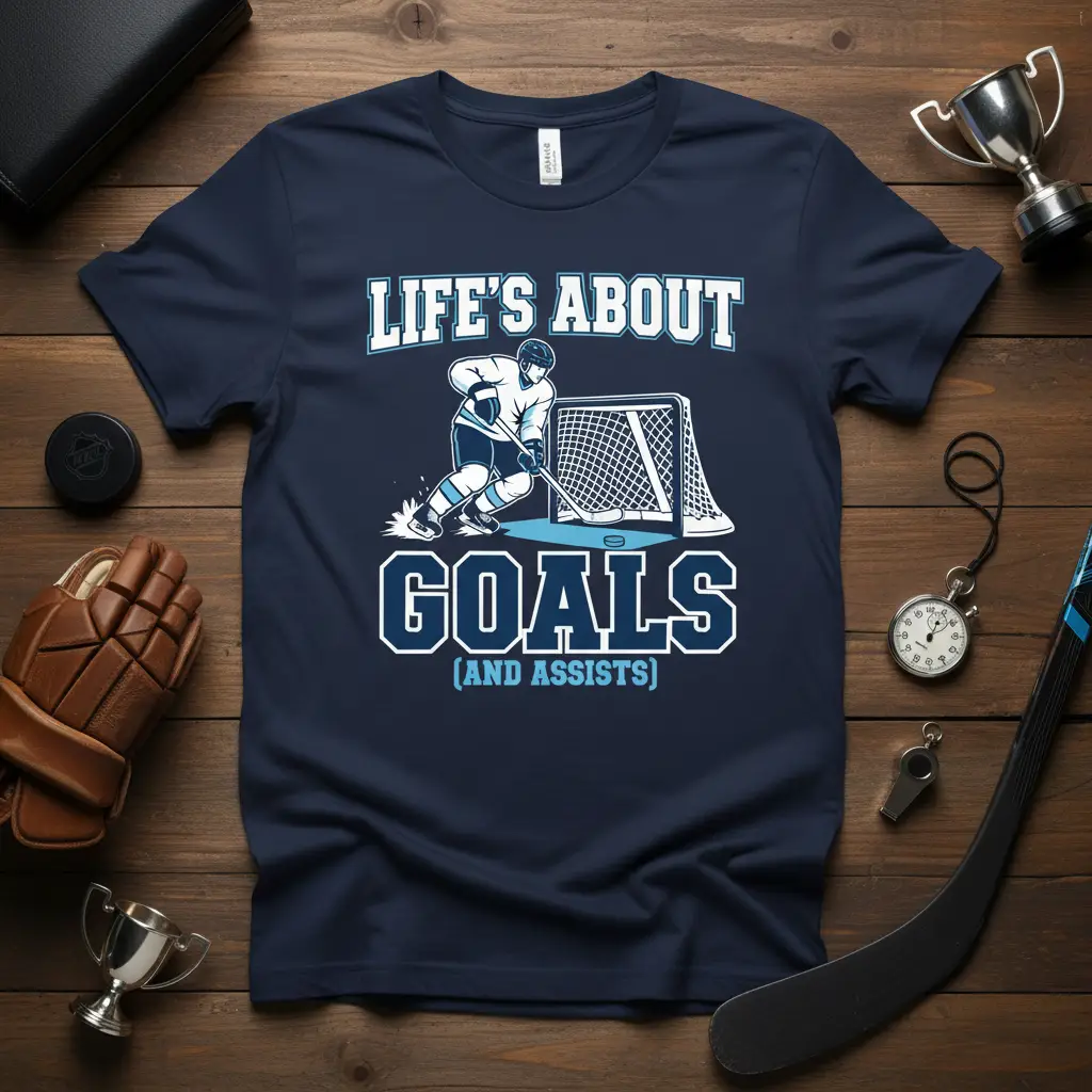 Life’s About Goals (and Assists) Hockey T-Shirt Gift
