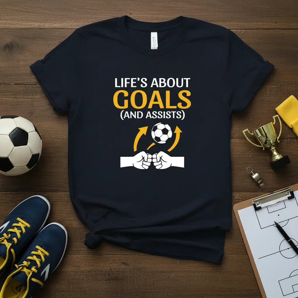 Life’s About Goals (and Assists) Soccer T-Shirt