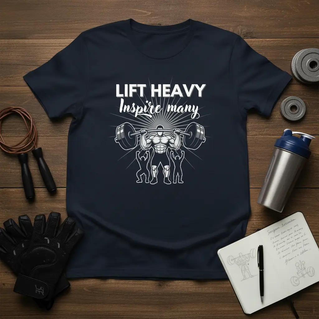Lift Heavy Inspire Many Weightlifting T-Shirt Gym Gift