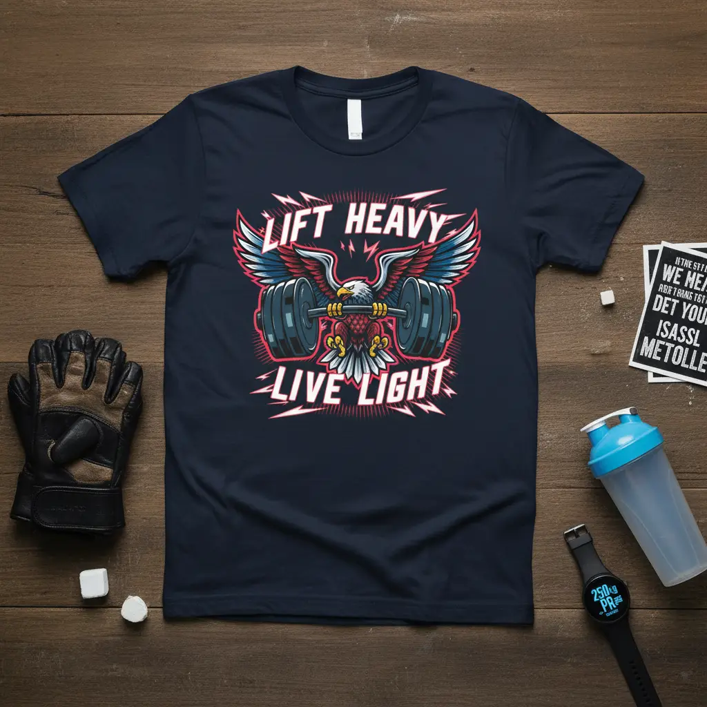 Lift Heavy Live Light Eagle Weightlifting T-Shirt
