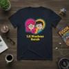 Lil Nucleus Sarah T-Shirt with a pink-haired girl and boy inside a heart graphic, personalized name text below