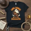 Line Dance With My Boooots T-Shirt featuring a cartoon ghost wearing cowboy boots and dancing