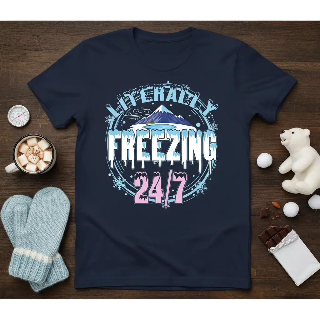 Literally Freezing 24/7 Winter Humor T-Shirt Gift
