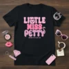 Little Miss Petty God Ain't Petty But I Am text design with a cartoon cat and pink lettering on a