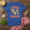 Little Ravioli t-shirt design featuring cute, smiling ravioli characters in different shapes