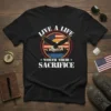 Live A Life Worth Their Sacrifice t-shirt with eagle and American flag design, patriotic theme