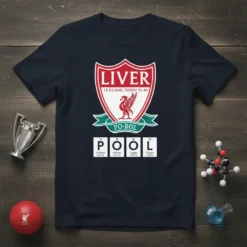Liverpool FC Periodic Table T-Shirt with club crest and POOL represented by chemical elements