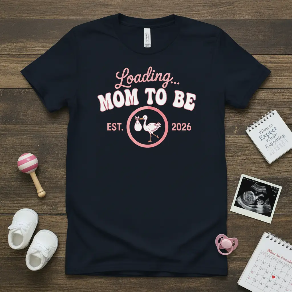 Loading… Mom to Be Est. 2026 Pregnancy Announcement T-Shirt