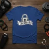 Locked In text on a ribbon with a padlock graphic, representing fitness dedication and gym motivation